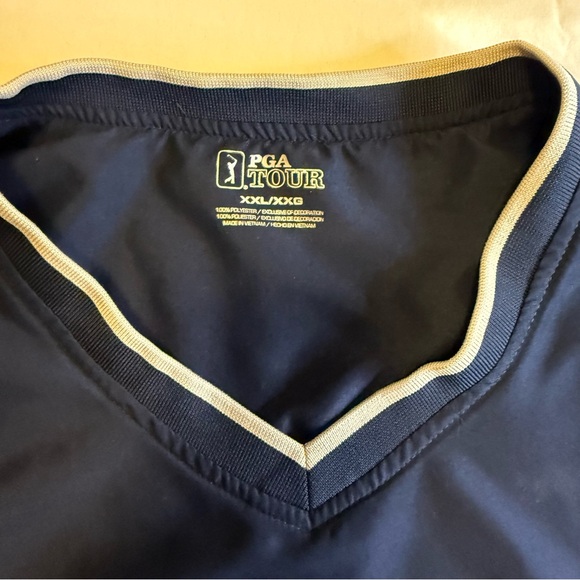PGA TOUR Men's V-Neck XXL Navy Blue Windshirt Golf Jacket Pullover Polyester - Picture 4 of 9